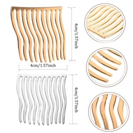 WADY Hair Clip Comb, 4 Pcs Hair Fork Clip, Metal Combs for Hair Women Hair Comb Clip Fine Tooth Combs for Women Side Combs for Women Teeth Comb French Hair Comb Metal Hair Comb Teeth Hair Pin Stick