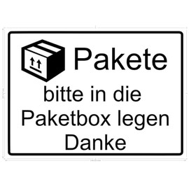 Parcel Box Sticker – Please Place Parcels in the Package Box – Sticks to All Surfaces Approx. 15 x 10 cm
