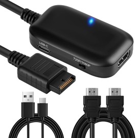L'QECTED PS1/PS2 HDMI Converter 1080P(16:9) / 720P(4:3) Switching Output (1.5M HDMI Cable Included) Preste 2 HDMI Converter Adapter for PS1/PS2/PS One Support AV Multi Port Output -Black