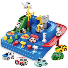 Juguete de vagón de ferrocarril, Juguetes de aventura de coche, juego de coches educativos para niños, juguete de rescate de coche urbano, Tamaño mini, Día del niño/ año nuevo/ regalo de cumpleaños