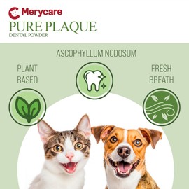 Merycare Pure Plaque Off Vet-Approved Dental Powder for Dogs & Cats | 100% Natural Teeth Cleaner with Seaweed | Plaque & Tartar Remover | Freshens Breath | No Brushing Needed (50g)