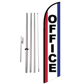 Office Available Real Estate Advertising Feather Banner Swooper Flag Sign with 15 foot Flag Pole Kit and Ground Stake
