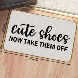 Mingnei Cute Shoes Now Take Them Off Doormat Door Mat for Home Entrance,Rustic Funny Housewarming Floor Mats for House Front Indoor Inside Outdoor Outside Entryway Rug 30 x 17 Welcome Mat