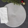 DII Woven Placemats Collection Metallic Round Placemat Set, 15", Silver,