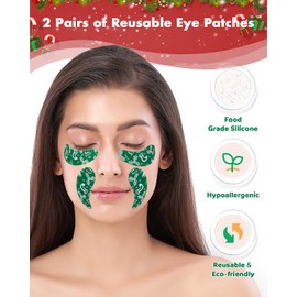 Beautistin 4 Pairs Reusable Under Eye Wrinkle Patches Silicone Mask, Plump Fine Lines & Wrinkles, with Metal Eye Cream Applicator, Tin Case, Cream