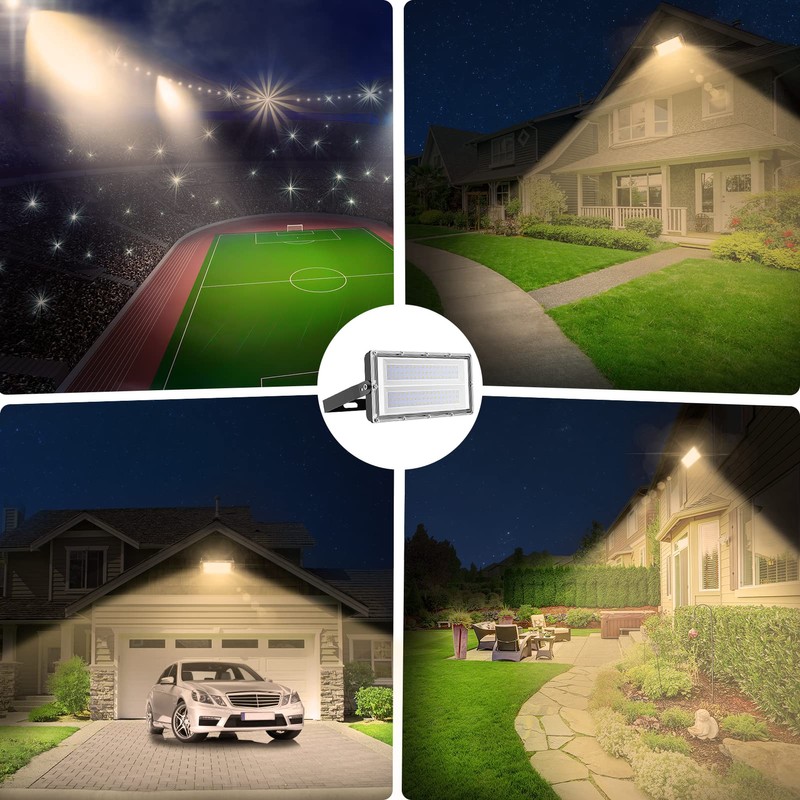 100W LED Flood Light 3000k Warm White 10000LM Bright Outdoor