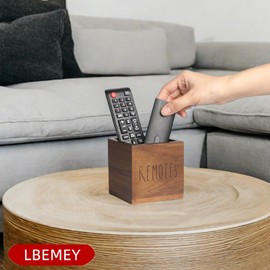 LBEMEY Acacia Wood Remote Control Holder, TV Remote Holder, Remote Organizer for Table,Home,Living room, bedroom for Wooden Remote Box (Brown, S,for 2 or 3 Remote Controls)
