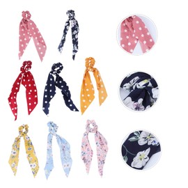 BIUDECO 8pcs Dot Fabric Hair Ties for Women Bowknot Ponytail Holders Elastic Hair Bands Colors for Daily Wear and Special Occasions