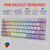 Snpurdiri 60% Wired Gaming Keyboard, RGB Backlit Mini Keyboard (Grey-White)