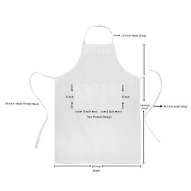 ROYALE LINENS 2 Pack Adjustable Bib Apron with 2 Pockets - Chef Cooking Kitchen Aprons for Women Men Chef (Pack Of 2, White)