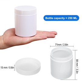 47Packs 8.8oz (250 ml) Plastic White Jars with Lids, Cosmetic Containers jars with Wide-Mouth for slime, beads, rhinestones, sequins Cosmetics, Lotion, Cream, Ointments and More by KUKLIPJIM.