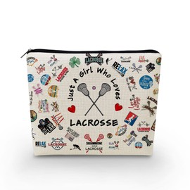 YULUENZE Lacrosse Gifts Large Capacity Lacrosse Makeup Bag Travel Toiletry Cosmetic Bag with Zipper Birthday Gifts for Women Lacrosse Lovers Fans Lacrosse Players