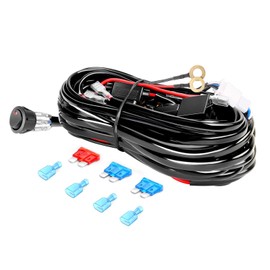 YCHOW-TECH Wiring Harness 1 Lead, 12V 40A Rock Switch Relay Fuse 18AWG PVC Wiring Harness Kit for LED Light Bars Fog Lights Work Lights Driving Lights Offroad LED Pod Wire Kit for Truck UTV ATV - 8FT