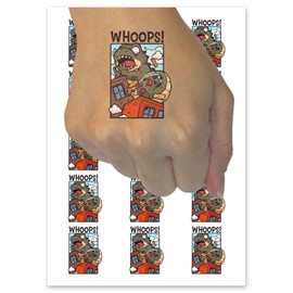 Whoops Giant Monster Accidentally Destroying Buildings Temporary Tattoo Water Resistant Fake Body Art Set Collection - 15 2" Tattoos (1 Sheet)