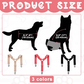 3Pcs Adjustable Dog Suspenders Dog Diaper Suspenders Diaper Keeper Dog Suspenders for Diapers Female Male Dog Pet Diapers Keeper for Dog Diapers Skirts Dresses Pants Clothes Small Medium Large Dogs
