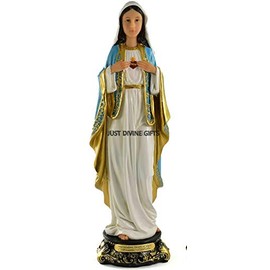 Just Divine Gifts 8" / 200mm Immaculate Heart of Mary Italian Florentine Resin Statue