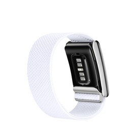 DADO Premium Nylon Sport Band Compatible with WHOOP 4.0, Adjustable Stretch Wrist Strap for WHOOP Fitness Tracker – Breathable, Durable & Secure Fit Replacement Band (Chalk with Silver)