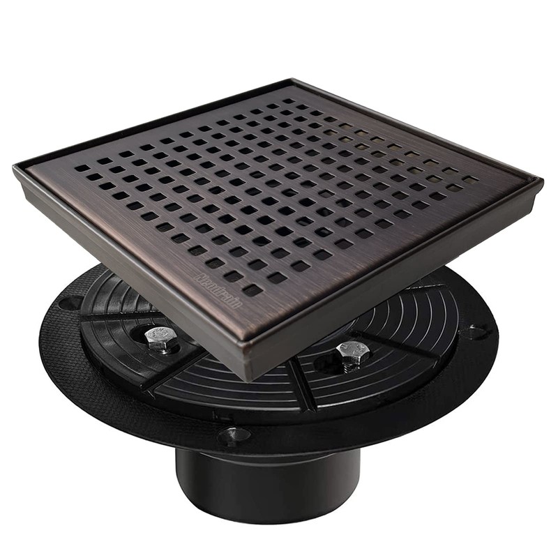 Neodrain 6 in Square Shower Drain, Oil Rubbed Bronze, Removable