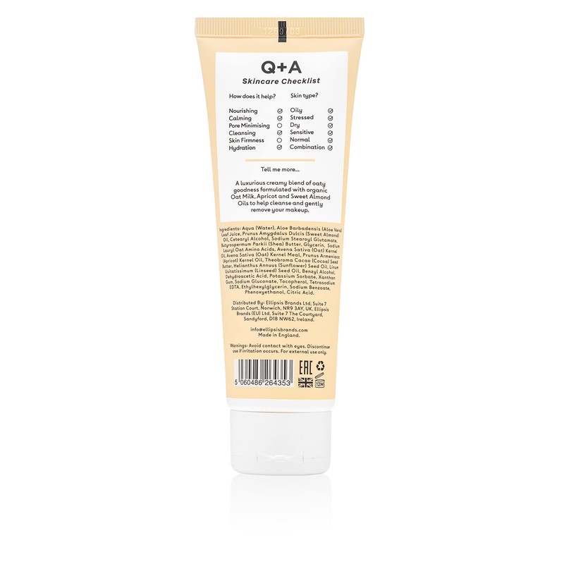 Q+A Oat Milk Cream Cleanser, a Moisturising Face Cleanser Formulated
