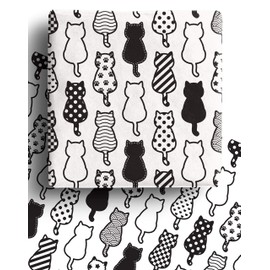 4 x Recyclable Cat Wrapping Paper Sheets 70cm x 50cm - Premium Black and White Gift Wrap - Made in the UK - Eco Friendly Pet Safe Animal Gift Wrapping Paper