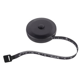 Pocket Measuring Tape Black Plastic 60" Long Dual Sided Scales Automatic Roll Back Design