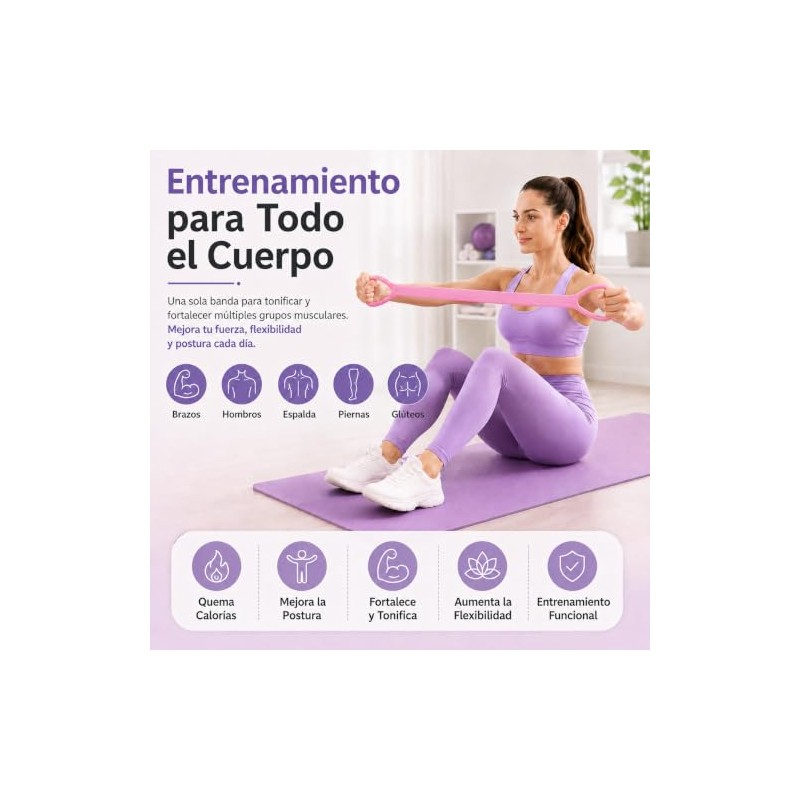Bandas de Resistencia para Ejercicio, 3 Piezas, Yoga y Pilates