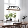 WUZUPS 5-Light Metal Chandelier Imitation Wood Grain Linear Pendant Ceiling