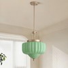 Blhxian Green Milk Glass Pendant Light,14" Brass Chandelier,Ceiling Light Fixture
