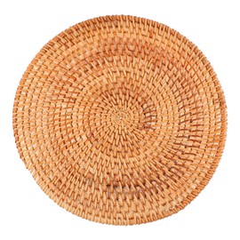 Zerodeko 1 PC Rattan Mat Braided Placemats Round Woven Placemats Table Placemats Hyacinth Placemats Non Cup Hot Pot Coaster Practical Place Mat Bowl Holder Pad Wood