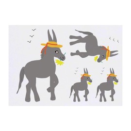 4 x ' Donkey ' Temporary Tattoos - Water Resistant, Skin-Safe, Non-Toxic Transfers, Mixed Sizes (TO00063442)