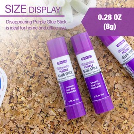 BAZIC Products Washable Disappearing Purple Glue Stick 8g / 0.28 Oz., Color Acid Free Glue Sticks for Photos Paper Kids at School Office (4/Pack), 1-Pack