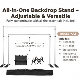 10x10Ft Single Crossbar Backdrop Stand, Heavy Duty Pipe and Drape Stand, Wedding Backdrop for Photography Backdrop, Party, Event, and Ceremony Decorations