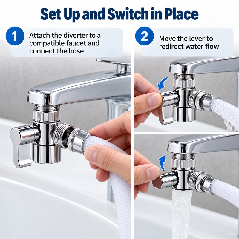 Faucet Splitter Adapter for Kitchen & Bathroom Sinks – Dual