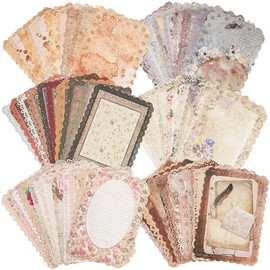 Juego surtido de 60 hojas de papel de papelería para álbum de recortes con bordes de encaje - Paquete de 6 papel vintage para escribir cartas, álbumes