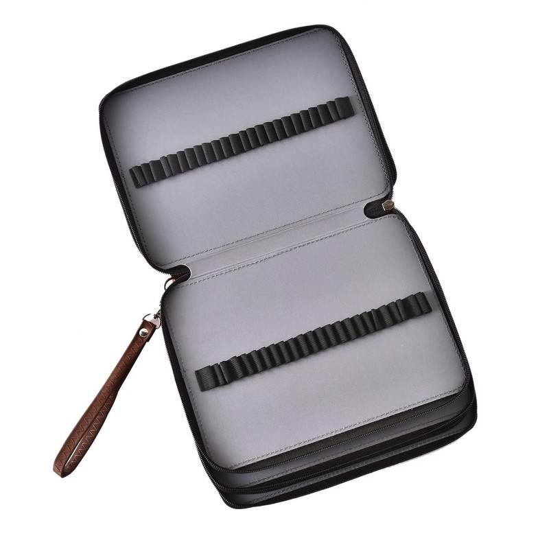Becho Multifunction Zipper Soft Leather Pencil Case with Multi-Layer Zipper