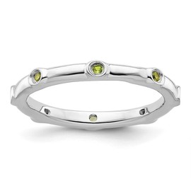GemApex Eternity Ring Band 925 White Sterling Silver Stackable Expressions Peridot 0.13ct