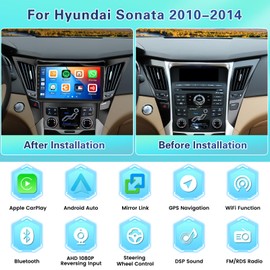 Fuluku【2+64GB Android 13】 Car Stereo for Hyundai Sonata 2010-2015, 9 inch Touch Screen Car Radio with Wireless Carplay Android Auto GPS WiFi Bluetooth SWC Mic Backup Camera Mirror Link FM