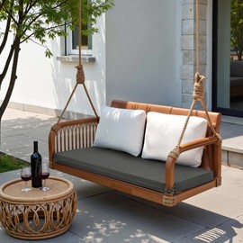 Warmiehomy Garden Bench Cushion 2 Seater, 100CM Waterproof Bench Seat Pad Long Bench Cushion Outdoor with Removable Cover & Non-Slip Straps, 8CM Thick Seat Cushions for Dining Bench Indoor(Grey)