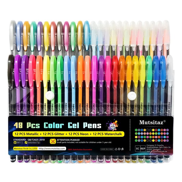 Mutsitaz 48 Packs Color Gel Ink Pens Set for Adult
