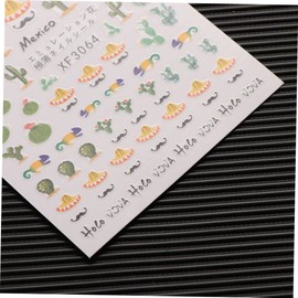 ABOOFAN Long Lasting Cactus Nail Art Stickers 3 Pack Tropical Design for Women Girls Ladies for Parties Special Occasions