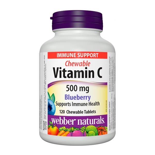 Webber Naturals Vitamin C 500mg Blueberry 120 Chewable Tablets