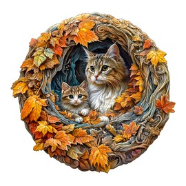 Wooden Puzzles for Adults, 3D cat mom Jigsaw Puzzles for Adults, Wooden Puzzle for Family Game and Birthday Gift Idea for Friends (29 * 28.3cm,185pcs)