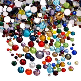 AD Beads 1440 Pieces Mixed Size No Hotfix Glue on Quality Glass Flatback Rhinestones Round Crystal Gems ( 32 Mixed Color )