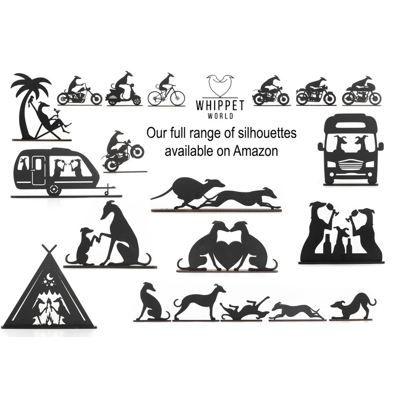 Skiing Whippet Greyhound Silhouette Ornament - Handmade Festive Decor for