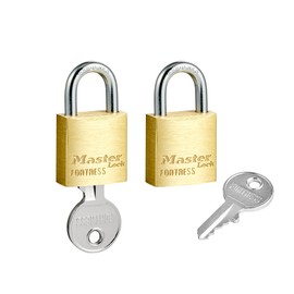 Master Lock Solid Brass Body 20mm Wide Economy Padlock with Keys - Mini Lock with 4-pin Anti-Pick Cylinder and Cut-Resistant Steel Shackle - Small Lock with Key for Lockers, Storage Cabinets - 2 Pack