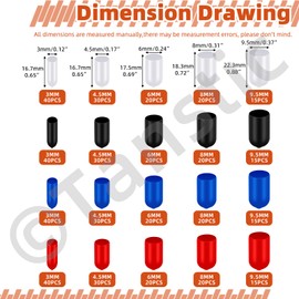 Tanstic 500Pcs 5 Sizes Rubber End Caps Screw Thread Protectors Vinyl Flexible End Caps Bolt Covers Caps for Metal Tube Rod Bolt(Black, Red, White, Blue)