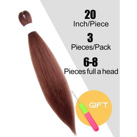 KAVSORAPI Ginger Braiding Hair 20 Inch Pre Stretched Hair Long Straight Crochet Braids Yaki Texture Synthetic Fiber 3 Packs (350#/Ginger Red)