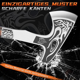 TIVOLI Camping Hatchet Axe with Nylon Sheath, Small Tomahawk Viking Axe, Forged High Carbon Steel for Full Tang Wooden Handle, Portable Camping Axe for Outdoor Split Wood, Hunting Survival