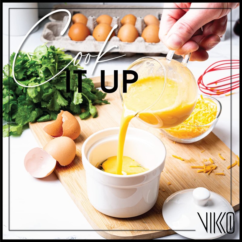 Vikko Soup Crocks With Lids, 10 Ounce Modern White Soup