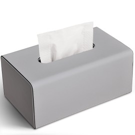 KINGFOM PU Leather Cosmetic Tissue Box Tissue Box Tissue Box for Office/Car/Home (Grey, Rectangle)